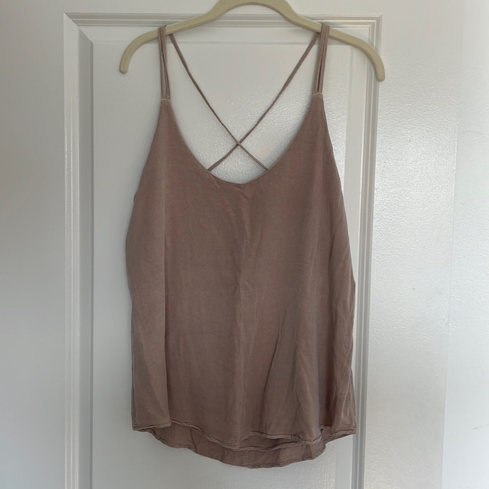 Washed/blush pink cross back tank!